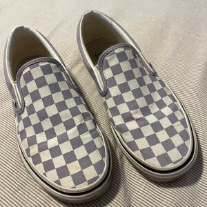 Vans lavender checkered slip on